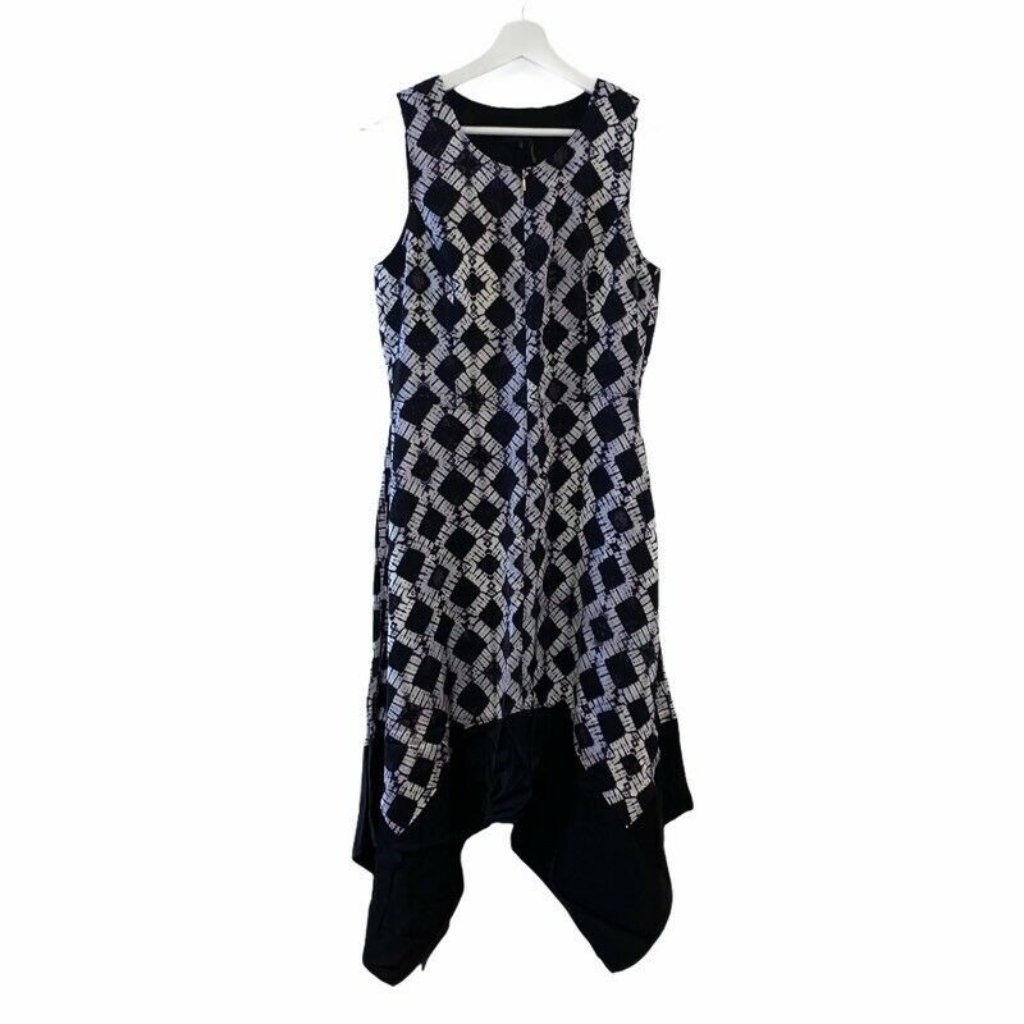 Donna Karan A Line Dress Black Geometric 4